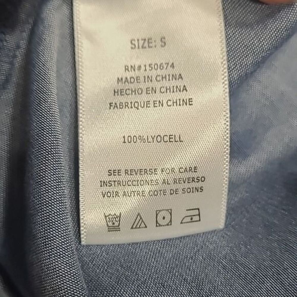 Lyocell WASH LAB Tie Front Shirt W/S Blue NWT WL1432T Short Sleeve - Picture 7 of 10